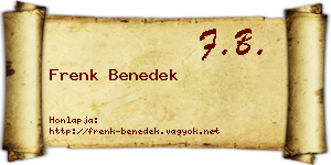 Frenk Benedek névjegykártya